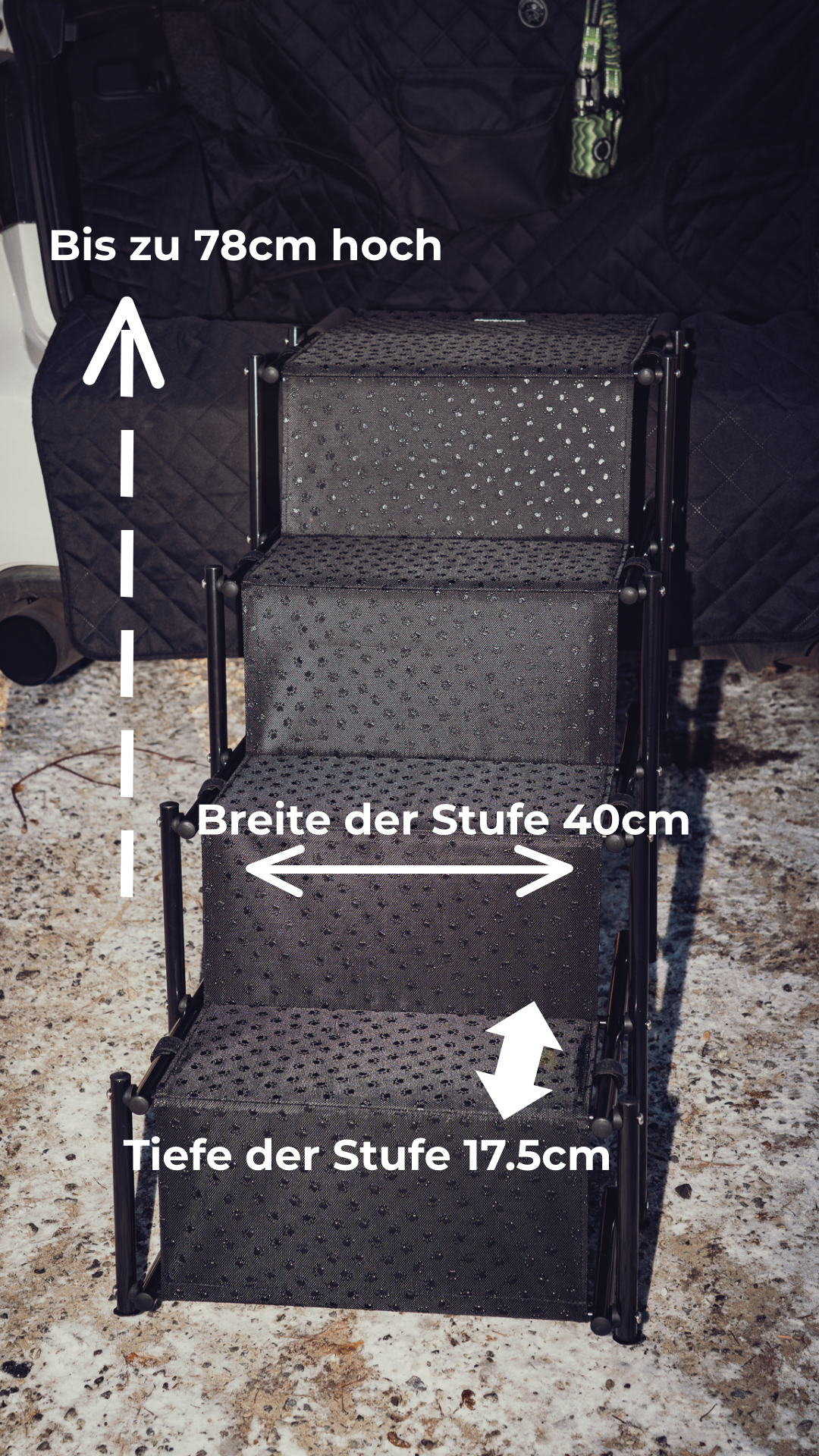Hunde Treppe faltbar mit 4 Stufen - Antirutsch Beschichtung "Pfotentreppe"