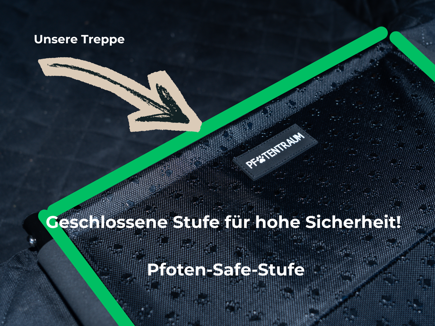 Hunde Treppe faltbar mit 4 Stufen - Antirutsch Beschichtung - "Pfoten Safe-Stufe"